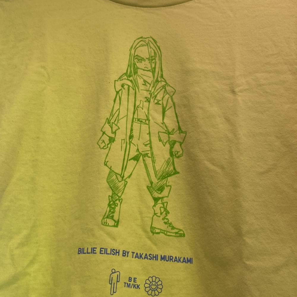 Neon green Uniqlo- takashi murakami/ Billie Elish collaboration tee